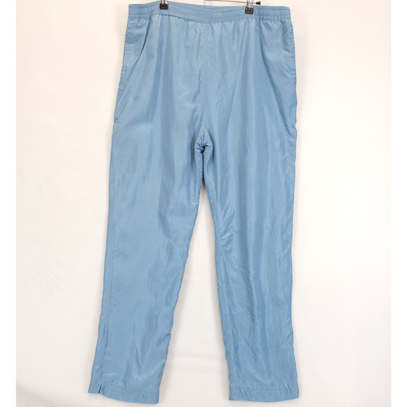 Mureli Silk Pull On Pants Women M Lined Hidden Drawstring Lt Blue Pockets Comfy - Picture 1 of 10